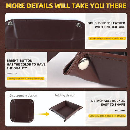 Valet Tray for Men Women 2 Pack - PU Leather Travel Catchall Tray Organizer - Desk Bedside Nightstand Storage Box for Jewelry Key Phone Remote Controller Wallet Watch Glasses Readers -White