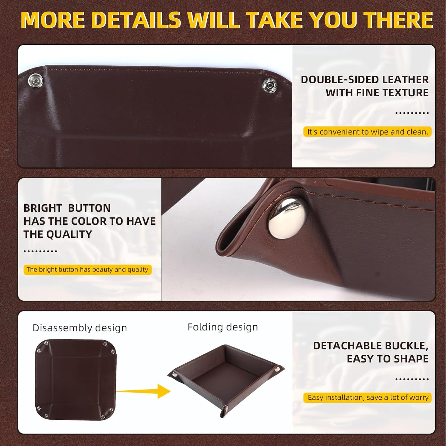 Valet Tray for Men Women - PU Leather Travel Catchall Tray Organizer - Desk Bedside Nightstand Storage Box for Jewelry Key Phone Remote Controller Wallet Watch Glasses Coin Readers -White