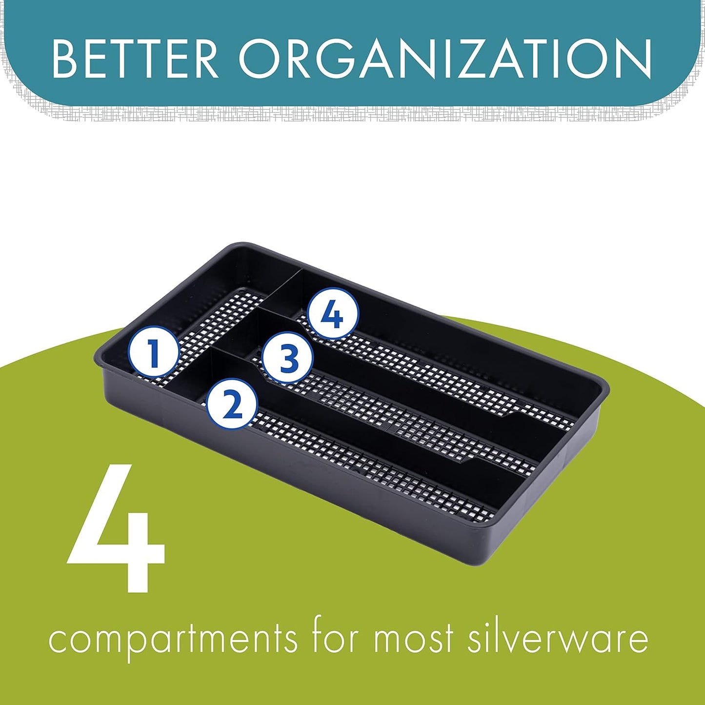 Dial Industries Small Cutlery, Utensil, Silverware Kitchen Drawer Organizer Tray, Clear