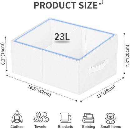 DIMJ Closet Storage Bins, 6 Pack Storage Baskets for Shelves, Foldable Closet Organizer with Handle, Linen Closet Organizers and Storage for Clothes, Toys, Towel, Books (Black)