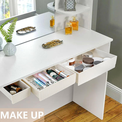 YOUEON 3 Pack Under Desk Drawer Slide Out, Self-Adhesive Under Table Drawer, Hidden Attachable Under Desk Storage Drawers, Stick on Drawers for Office, Home, School, White