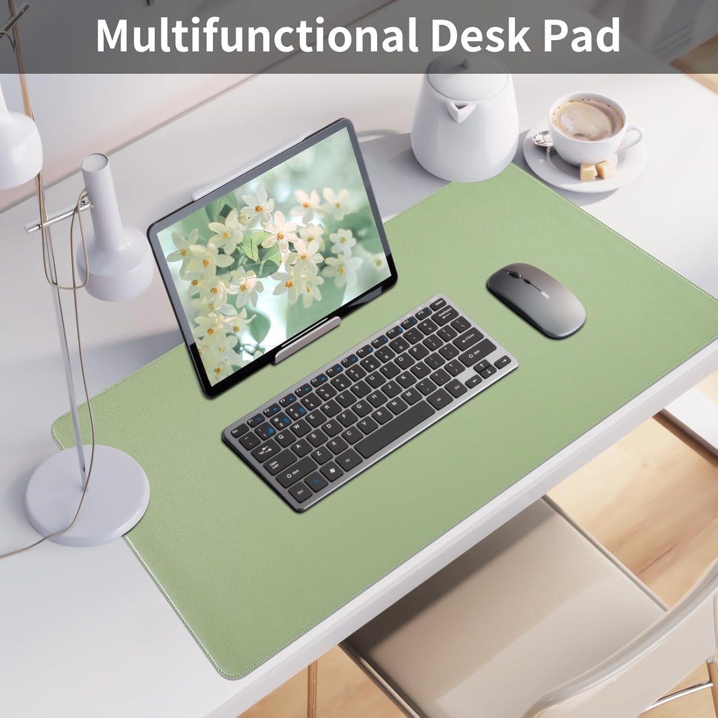 Bloss Leather Desk Pad and Keyboard Wrist Rest, Large Mouse Pad + Keyboard Pad+Mouse Wrist Support, Non-Slip Desk Mat Protector for Office, Home(31.5×15.7 Inches,Beige)