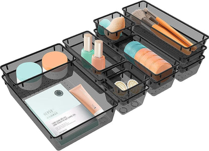 StorMiracle 28 PCS Clear Plastic Drawer Organizers Set, 4 Size Desk Drawer Organizer Trays for Makeup, Jewelry, Kitchen Utensils, Gadgets and Office Accessories