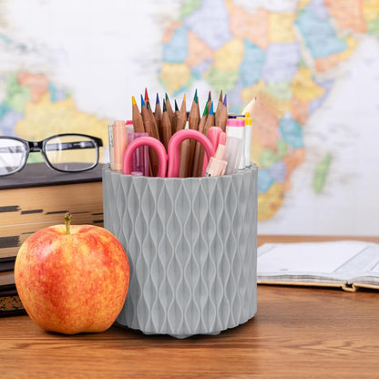 Pencil Holder - 360° Rotation, 5 Slot Desk Supplies For Women Office Aesthetic. Pen Holder For Office&School, Desk Accessories(Blue)