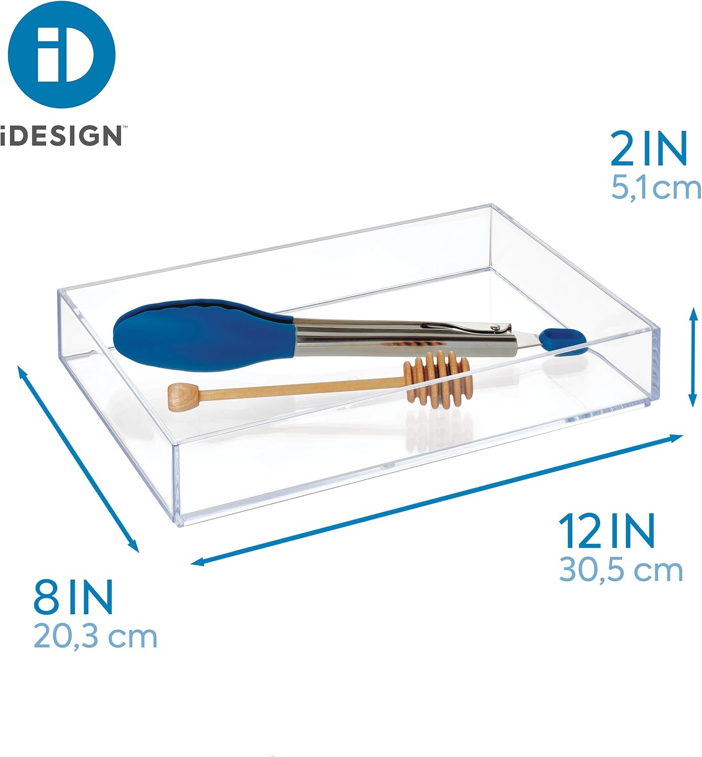 iDesign Clarity Plastic Drawer Organizer, Storage Container for Kitchen Gadgets, Corks, Sticky-Notes, Clips in Pantry, Cabinets, Countertops, 4" x 4" x 2" - Clear,X-Small