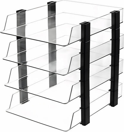 Clear 2-Tier Stackable Paper Tray Organizer for Letter/A4 Files, Desktop Document Sorter, Transparent Office Desk Storage (2 - Tier Clear)