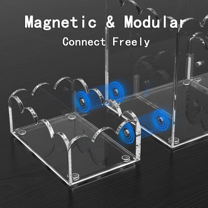 YAGELI Black Acrylic Desk Organizer Set of 3, Magnetic Modular Pen Holder with Sticky Notes & Paperclip Tray, Aesthetic Desk Accessories for Home Office & Minimalist Decor