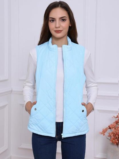 Allegra K Women's Puffer Vest Stand Collar Lightweight Gilet Quilted Zip Vest