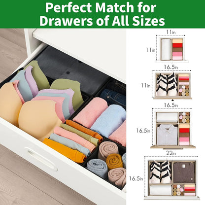 Criusia Drawer Organizer Clothes, 8 Pack Underwear Organizer, Foldable Closet Organizers and Storage Dresser Dividers for Clothes, Socks, Scarves, Ties (Gray)