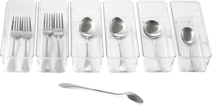 Mesh Tray Silverware Drawer Organizer, Utensil Cutlery Tray Office Supplies with Interlocking Arm Drawer Dividers Organizer for Flatware, Knives,Home,Office, School,Bedroom 12X6'' Black