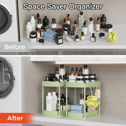 Ukeetap Multi-Purpose Pull-Out Storage Organizers, Under Sink/Cabinet Organizers and Storage for Bathroom & Kitchen, Black, 12.8 Inches, 2 Packs