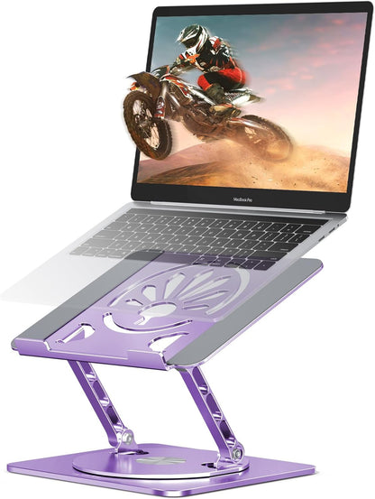 Adjustable Laptop Stand for Desk-360° Rotating Base Aluminum Laptop Riser,Ergonomic Computer Stand for Office Home MacBook Pro/Air Dell HP up to 16'',Black