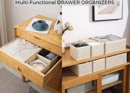 Fordonral 12 Pack Drawer Organizer Clothes, Foldable Fabric Dresser Organizer Closet Organizers and Storage Box for Underwear,Folded Clothes,Baby Clothing,Socks,Bra,Towels,Ties(12 Pack,Gray)
