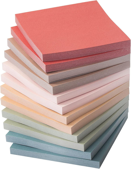 Mr. Pen- Sticky Notes, 3"x3", 12 Pads, 600 Sheets, Vintage Colors, Sticky Notes Bulk, Self-Stick Note Pads, Perfect for Office, School, Home, Study & Organization