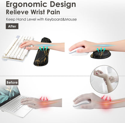 Gimars Upgrade Enlarge Silky and Superfine Fabric Gel Memory Foam Keyboard Wrist Rest Set, Ergonomic Keyboard Mouse Wrist Support for Typing Pain Relief, Comfort for Office, Gaming, Computer