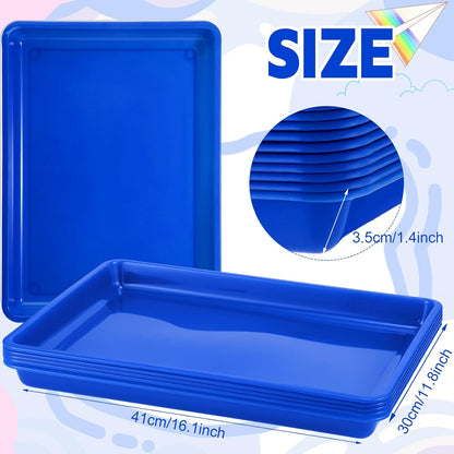 Hoteam 10 Pcs Flat Storage Organizer Tray Bin Paper Tray for Classroom Plastic Stackable File Organizer for School Office Teacher Book Organization(Clear,13.78 x 9.84 x 3.15 Inch)