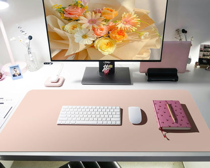 Bloss Leather Desk Pad and Keyboard Wrist Rest, Large Mouse Pad + Keyboard Pad+Mouse Wrist Support, Non-Slip Desk Mat Protector for Office, Home(31.5×15.7 Inches,Beige)