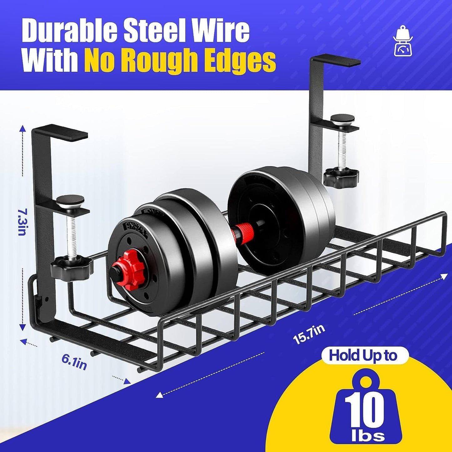 Under Desk Cable Management Tray, Xpatee Upgraded Wire Management No Drill No Screws, Cable Tray with Clamp for Wire Organizers, Computer Cord Rack for Office, Home - No Damage to Desk White