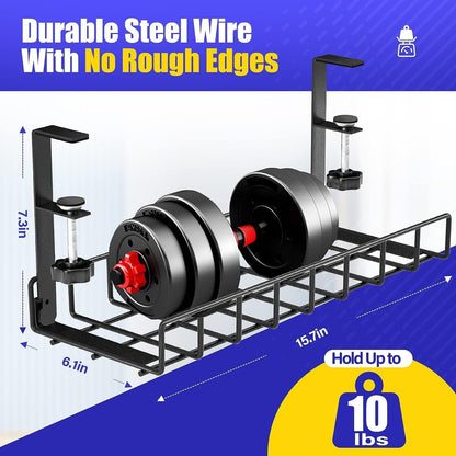 Under Desk Cable Management Tray, Xpatee Upgraded Wire Management No Drill No Screws, Cable Tray with Clamp for Wire Organizers, Computer Cord Rack for Office, Home - No Damage to Desk White