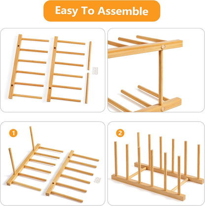 HBlife Desk File Organizer 5 Section Upright File Sorter, 1 Pack Bamboo File Holder for Home, Office & School