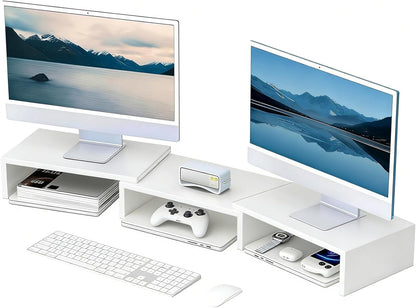 Desk Organizers and Accessories, Dual Monitor Stand Riser, Monitor Desk Shelf for Desktop Organization (Black)