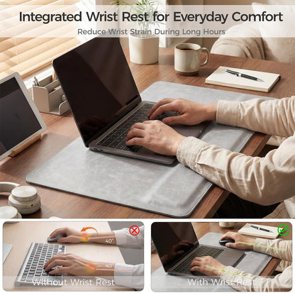 Magnetic Desk Mat System with Wrist Support 80×40cm, Premium Leather Desk Pad with Magnetic Accessories, Waterproof Non-Slip Desk Organizer for Office & Gaming