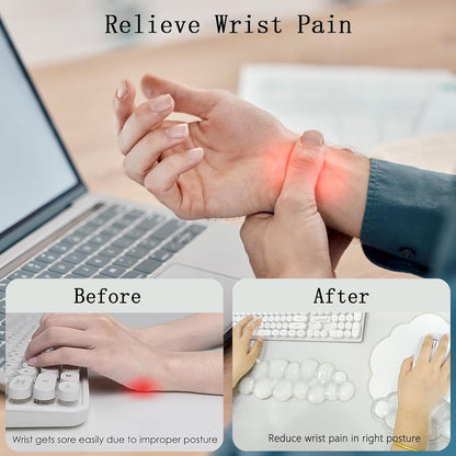 Cloud Wrist Rest Keyboard Pink Mouse Pad Set with Wrist Rest Ergonomic Wrist Pad Memory Foam Non-Slip Base Cute Gradient Wrist Support for Computer Laptop Gaming Home Office Relief Typing Pain