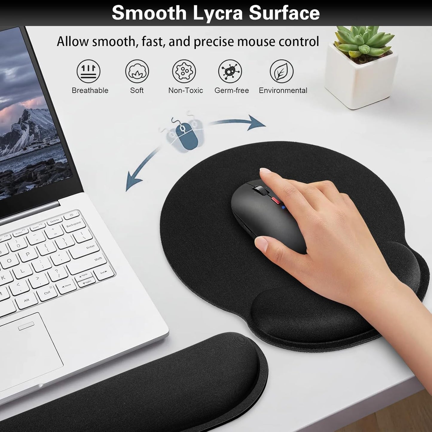 Mouse Pad with Wrist Rest Set, Qomolama 3-in-1 Wrist Support Mouse Pad Set, Floral Gaming Mousepad with Anti-Skid Base,Ergonomic Mouse Pad,Memory Foam Keyboard Gel Wrists Rest