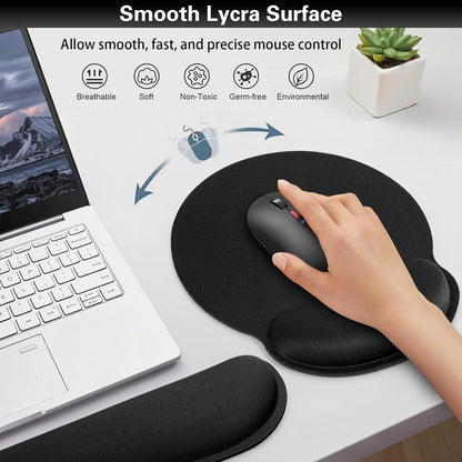 Mouse Pad with Wrist Rest Set, Qomolama 3-in-1 Wrist Support Mouse Pad Set, Floral Gaming Mousepad with Anti-Skid Base,Ergonomic Mouse Pad,Memory Foam Keyboard Gel Wrists Rest