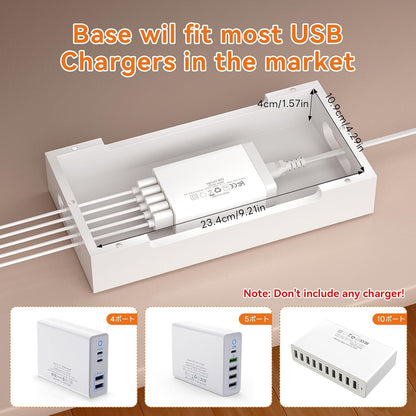 Pezin & Hulin Bamboo Charging Station for Multiple Devices with 5 Port USB Charger, 5 Cables and Watch Stand. Wood Desktop Docking Stations Organizer for Cell Phone, Tablet, Watch, Office Accessories