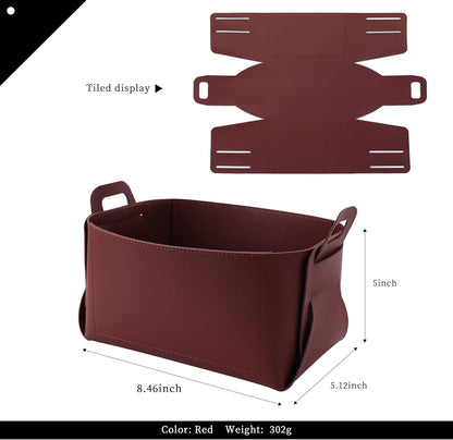Leather Valet Tray, Jewelry Tray, Catchall Tray, Desktop Storage Organizer，Bedside Caddy for Men Key Wallet Watch Coin Phone Change,Candy Holder Sundries Tray,Convenient for Travel (06 Red 1)
