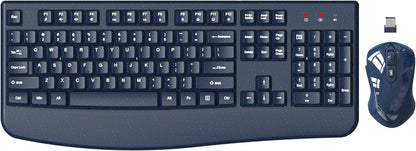 Wireless Keyboard and Mouse Combo, EDJO 2.4G Full-Sized Ergonomic Computer Keyboard with Wrist Rest and 3 Level DPI Adjustable Wireless Mouse for Windows, Mac OS Desktop/Laptop/PC