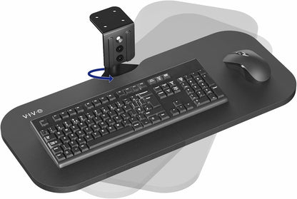VIVO Under Desk Rotating 23 x 10 inch Computer Keyboard and Mouse Tray, Swiveling Platform, Ergonomic Typing, Black, MOUNT-KB01B