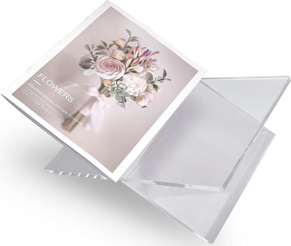 Honygebia Gold Acrylic Book Stands - Cross Frame Acrylic Book Holder, Open Bookstand for Display and Reading, Suitable for Art, Bible, Cookbook, Easel, Magazine, Textbooks 12.5" x 9.5" x 5.5"