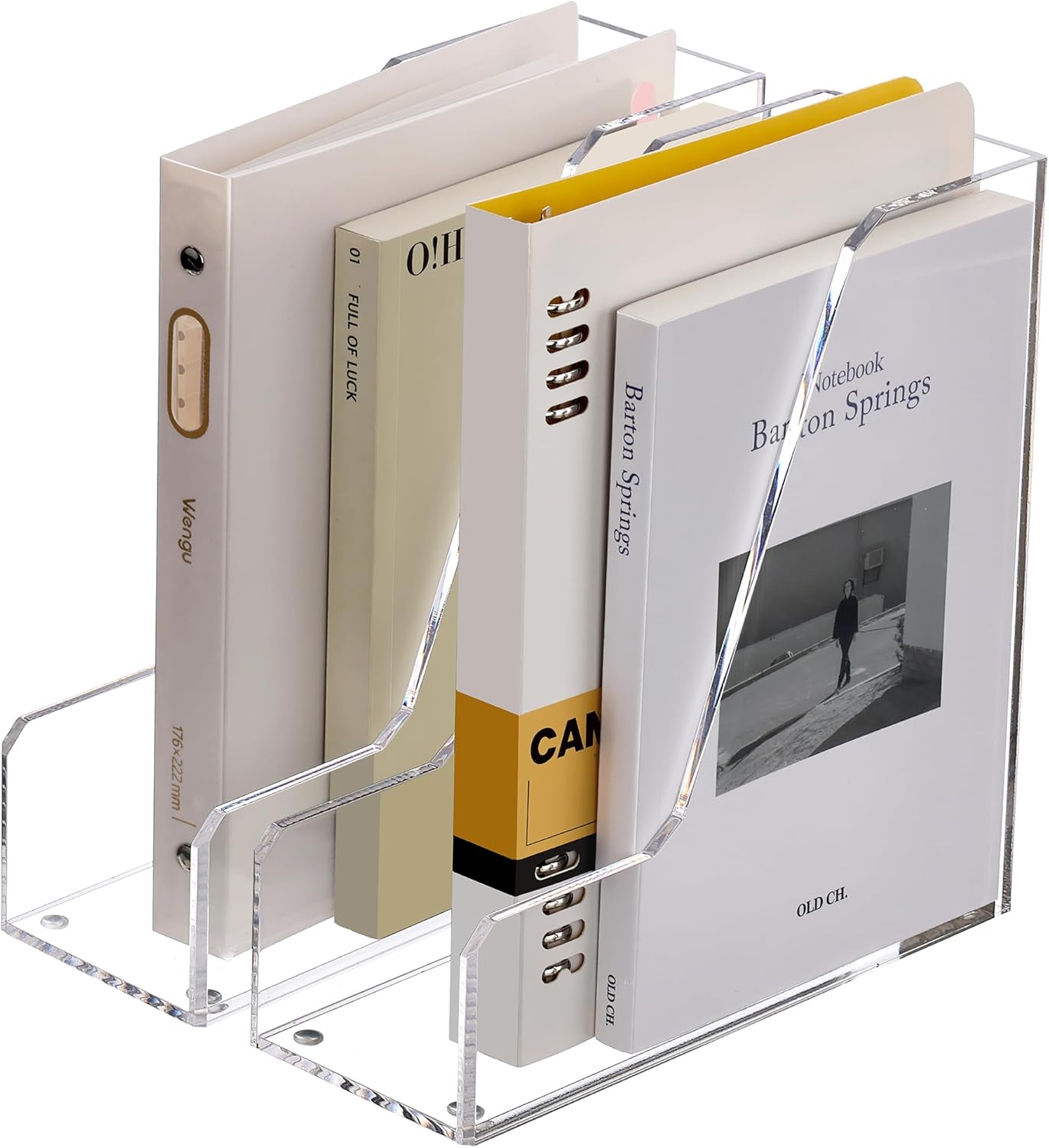 SANRUI Acrylic File Organizer, Clear Desk Organizer and Storage Bins Holding for Folders, Binders, Notebooks, Envelopes, Multi-purpose Magazine File Organizer for Home Office, 2 Pack