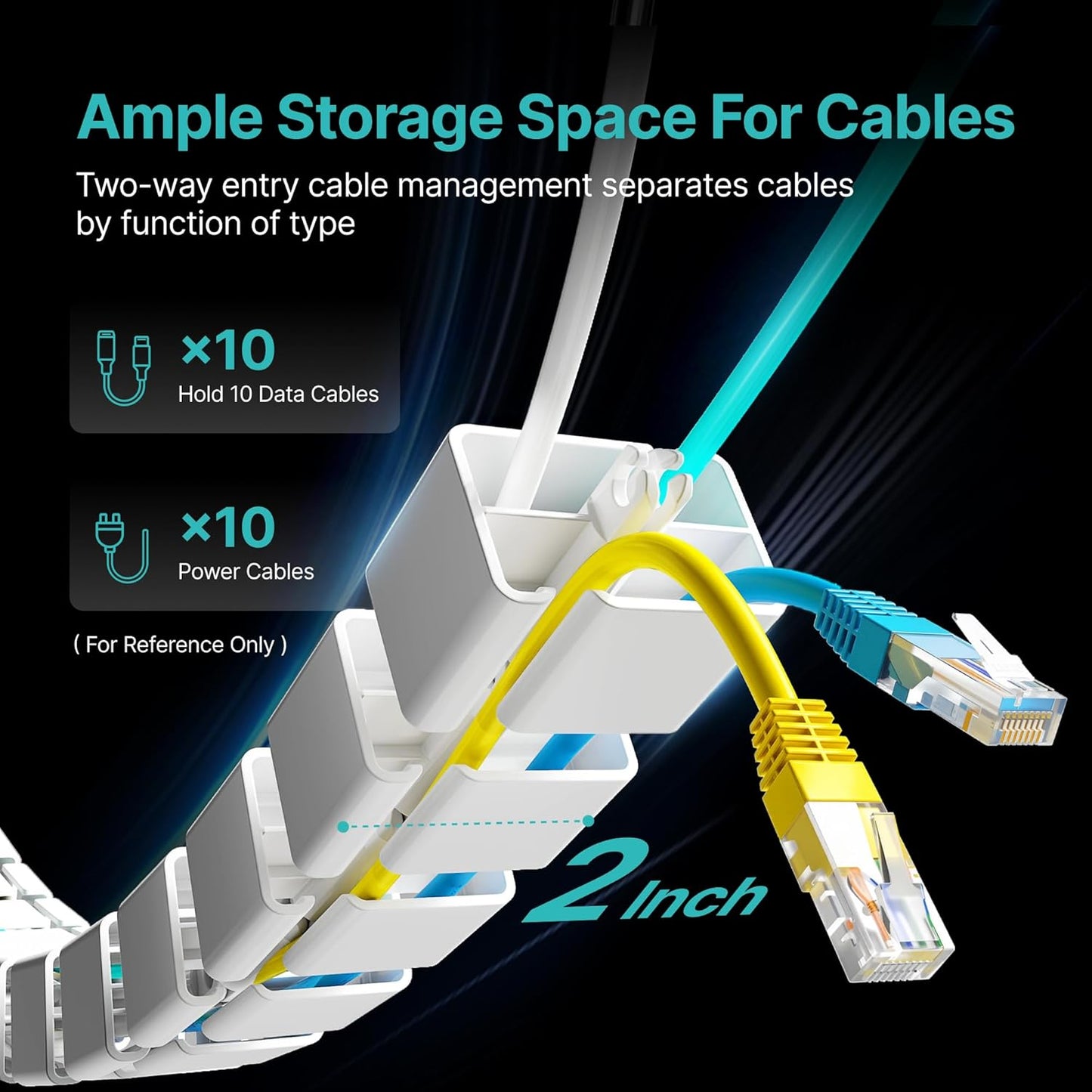 PEGZONE Under Desk Cable Management Spine – Flexible Cable Snake Organizer for Standing Desk, Tool-Free Magnetic Vertebrae Wire Management for 0.4"-2" Table, White