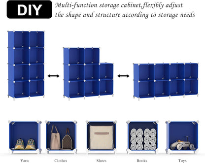 AWTATOS Cube Storage Organizer, 16 Cube Closet Organizer, Stackable Storage Cube Shelves, DIY Portable Closet Clothes Organizer Shelving for Bedroom, Closet, Wardrobe, Bathroom, White