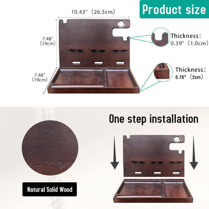 Wood Phone Docking Station with Drawer Nightstand Organizer for Men Dual Phone Charging Station for iPhone Samsung Google Desk Organizers Anniversary Birthday Gifts for Men Dad Him Husband