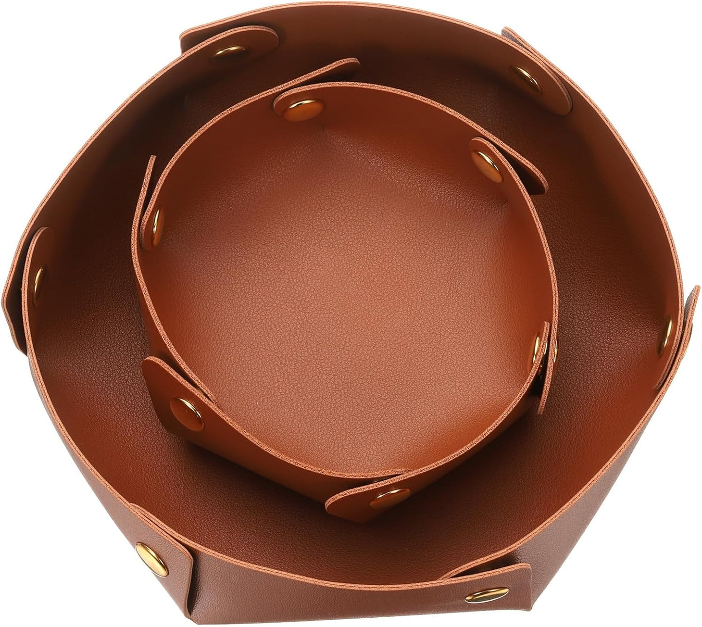 uxcell 2 Pcs Valet Tray for Women and Men, PU Leather Jewelry Tray Entryway Table Bedside Nightstand Catchall Storage Organizer for Jewelry Key Coin Watch Wallet (2 Size, Pink)