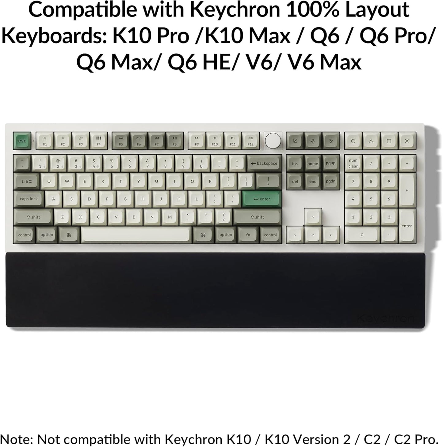 Silicone Wrist Rest for Keychron K10 Pro / K10 Max/ K10 HE / Q6 / Q6 Pro / Q6 Max / Q6 HE / V6 / V6 Max, 17.6" Non-Slip Palm Rest, 100% Full-Sized Mechanical Keyboards Support with Typing Pain Relief
