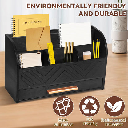 Mail Organizer Countertop Kitchen-White Mail Holder Countertop Drawers Wood Desk Drawer Tabletop Storage Organization Pen Holder Letter Sorter Makeup Organizer for School Home Office Supplies