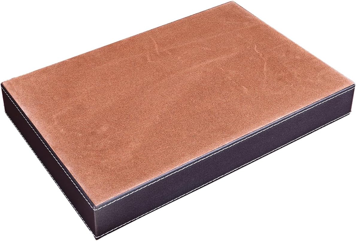 KINGFOM Pu Leather Desk Organizer Tray, 4 Compartment Office Storage Supplies Stationery Drawer Tray, Nightstand Bedside Tray for Key, Wallet, Watch, Coin, Phone Valet Tray Stackable