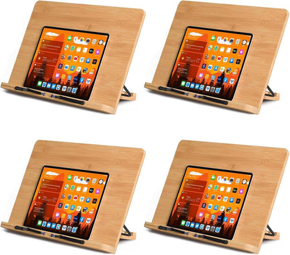 Adjustable Book Stand, Stable and Lightweight Wooden Textbook Holder Stand, Bible/Recipe/Pad/Reading/Cooking Book Tray