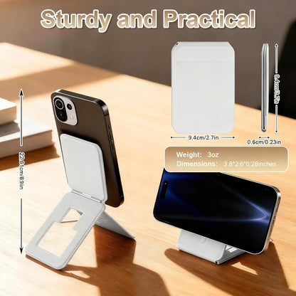 Magnetic Phone Stand, Compatible with All Smartphones 17/16/15/14/13/12 Series, Slim PU Leather Desk Stand with Angle Adjustment, Portable & Includes 1 Strong Magnetic Ring for Any Phone(Pink)