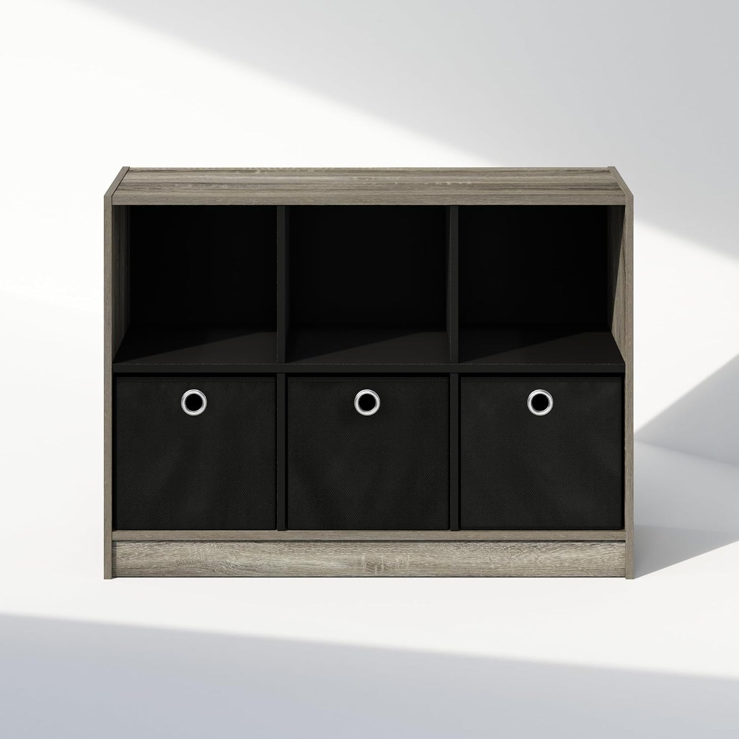 Furinno Cubic Closet Organizers and Storage, 6-Cube Closet Organizer with Bins, Open Shelf Storage, for Wardrobe, Bedroom, Living Room, White