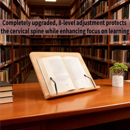 Reading Rack Wooden Bookshelf - Book Stand Foldable with 8 Adjustable Positions and Page Clips,Suitable for cookbooks、iPads、laptops、Sheet Music、and Reading Stands (11x7.9inch)