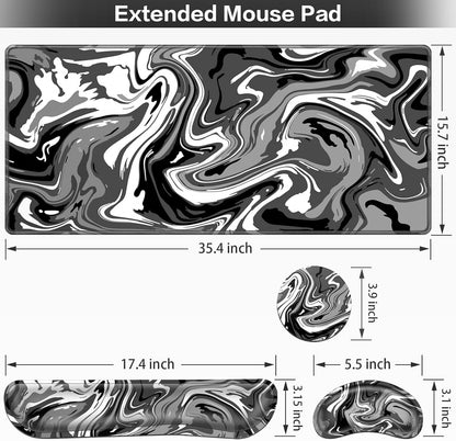 Desk Mat, Large Gaming Mouse Pad with Wrist Rest, 4in1 XXL Mousepad+Keyboard Wrist Rest+Mouse Pad Wrist Support+Cup Coaster Set Ergonomic Floral Computer Desk Arm Wrist for Decor Home Office Women