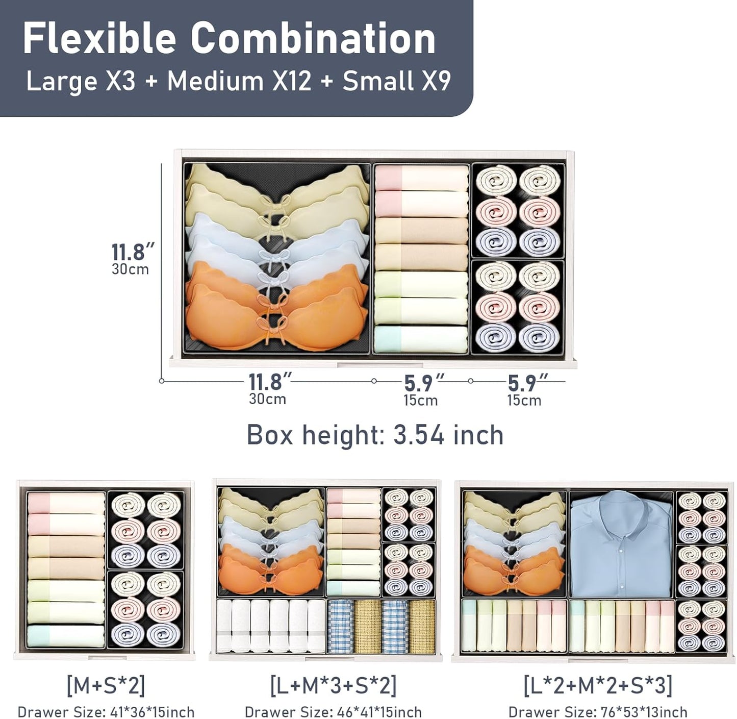 DIMJ Drawer Organizer Clothes - 20 Pack Closet Drawer Organizer Bins for Baby Clothes Storage, Fabric Dresser Organizer for Nursery Bedroom, Foldable Small Drawer Dividers for Underwear Socks