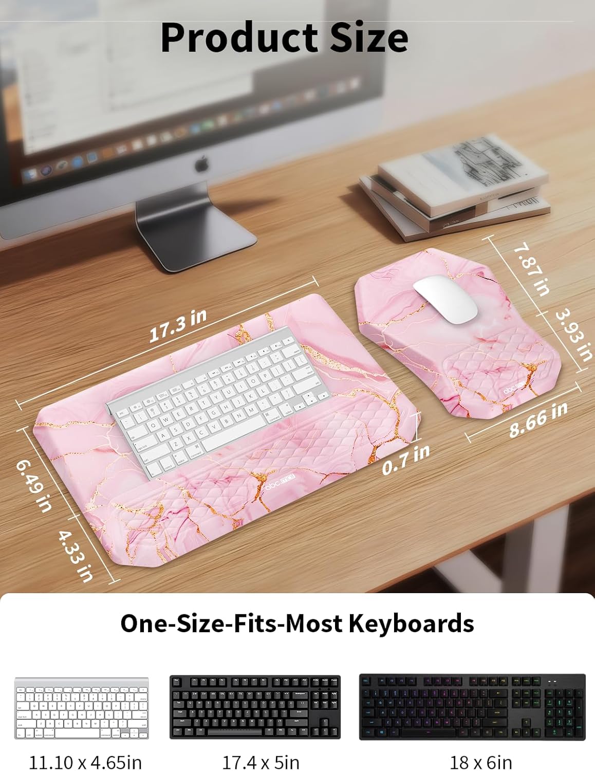 3-in-1 Ergonomic Keyboard Stand with Wrist Rest & Mouse Pad Set, Comfy Keyboard Riser Holder Soft Mousepad with Massage Design, Memory Foam and Non-Slip PU Base for Pain Relief, Black