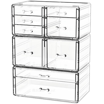 Cq acrylic 2 Pack Clear Desk Organizer With Drawers,Stackable 6 Drawers Skincare Organizer,Cute Skin Care Organizers for Vanity Hair Clip,Jewelry,Beauty Product Desk and Makeup Organizers Countertop